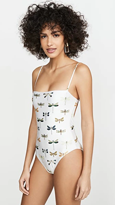 Agua By Agua Bendita Nativa Embroidered One Piece Swimsuit In White