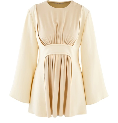 The Row 'polina' Gathered Panel Silk Crepe Top In Cream