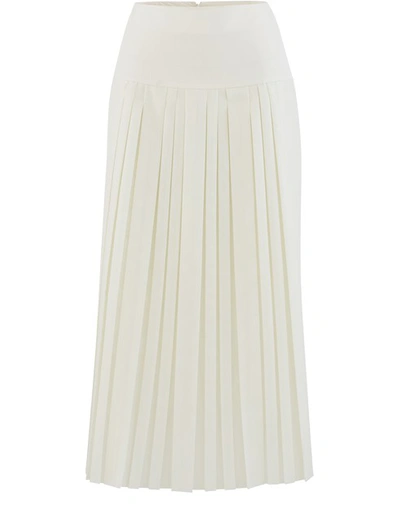 The Row Magdita Knife-pleated Canvas Midi Skirt In Ivory