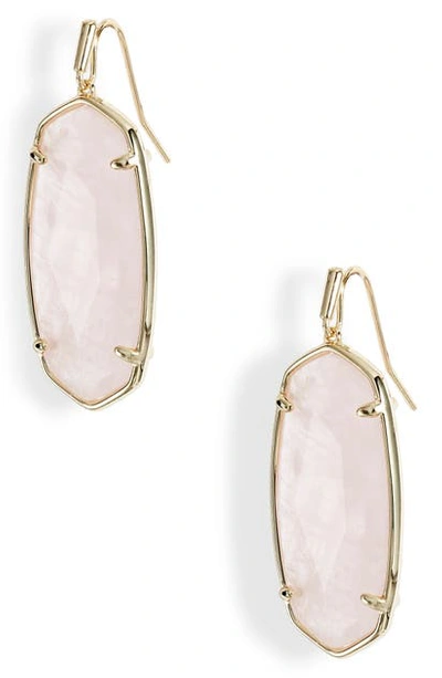 Kendra Scott Faceted Elle Drop Earrings In Gold/ Rose Quartz