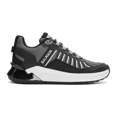 Balmain Black & Gray Low Top Men's B-trail Sneakers In Grey