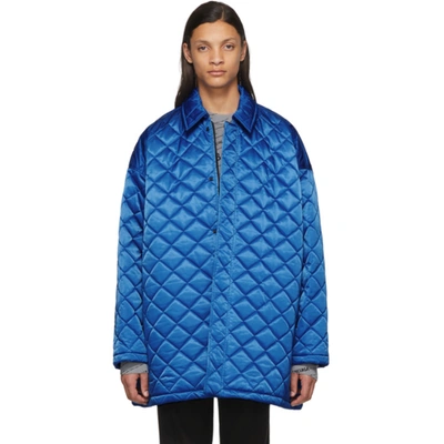 Balenciaga Oversize Quilted Nylon Jacket In 4120 Sapphi