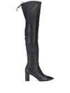 Stuart Weitzman 75mm Lesley Stretch Leather Boots In Black
