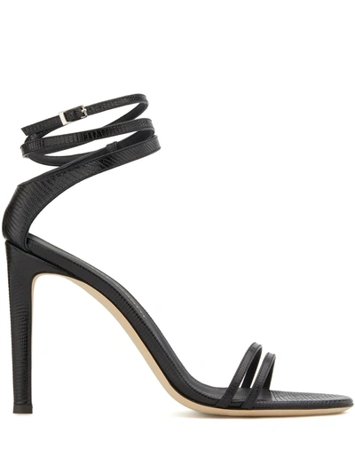 Giuseppe Zanotti Catia Ankle-wrap Lizard-embossed Leather Sandals In Nero