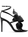 GIUSEPPE ZANOTTI FLOWER APPLIQUÉ LEATHER SANDALS