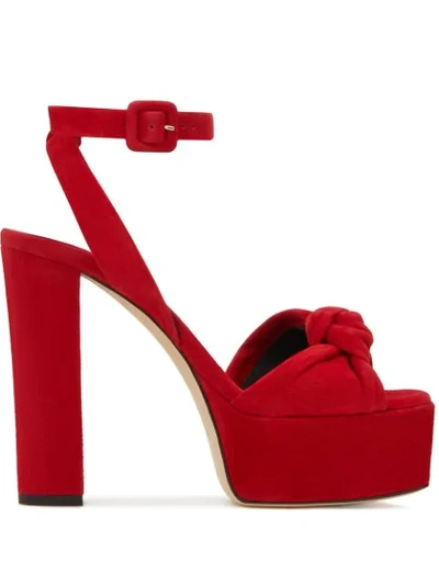 Giuseppe Zanotti Betty Knotted Suede Platform Sandals In Red