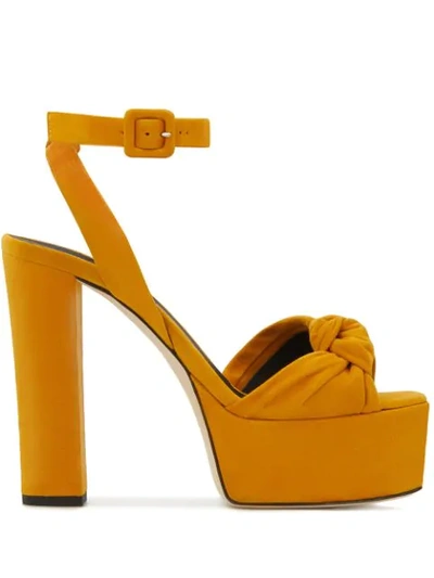 Giuseppe Zanotti Suede High Platform Sandals In Yellow Suede