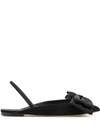 Giuseppe Zanotti Bow-embellished Suede And Satin Point-toe Flats In Black