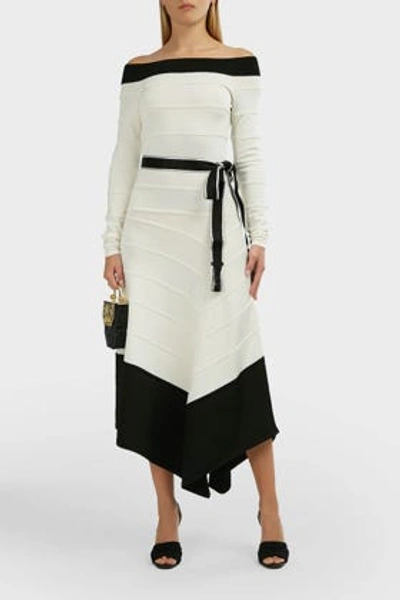 Amanda Wakeley Two-tone Knit Midi Dress In Ivory And Black