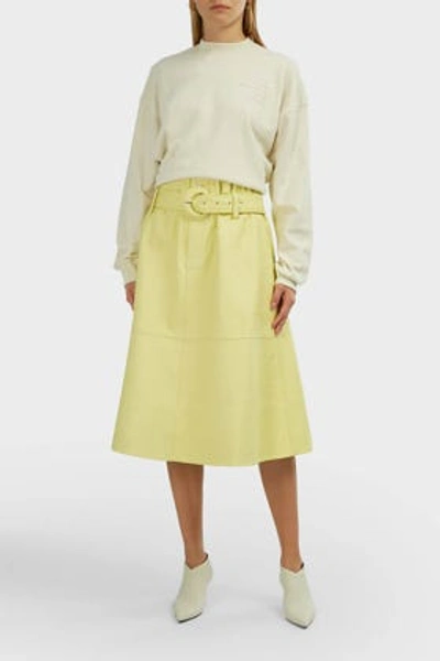 Proenza Schouler Belted A-line Leather Skirt In Yellow