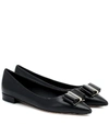 Ferragamo Salvatore  Ballerina Flats With Luxurious Lambskin Upper And Signature Buckle Detail In Black