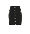 Balmain Button-embellished Wool-twill Mini Skirt In Black