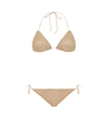 Oseree Oséree Metallic Gold Bikini With Halterneck Design And Glitter Finish In Gold