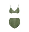 Oseree Lumiere High-rise Metallic Bikini In Green