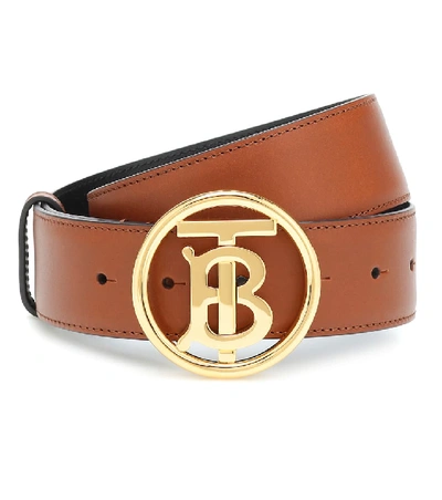 Burberry Tb Monogram Leather Belt In Neutrals