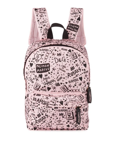 Dolce & Gabbana Kids' Dg + Nm Logo Backpack In Pink