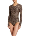 COVER LONG-SLEEVE LEOPARD-PRINT ONE-PIECE SWIMSUIT,PROD221690242