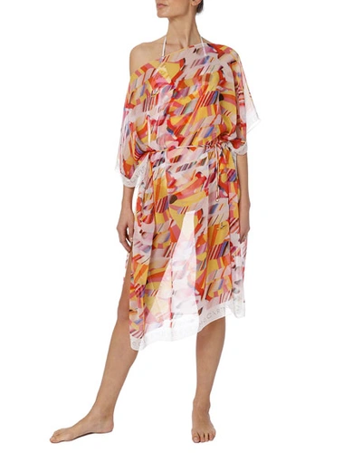 Stella Mccartney Beatles Yellow Submarine Silk Coverup Kaftan In Yellow/orange