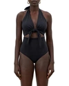 MARA HOFFMAN MADDY TIE-FRONT CUTOUT ONE-PIECE HALTER SWIMSUIT,PROD226540370