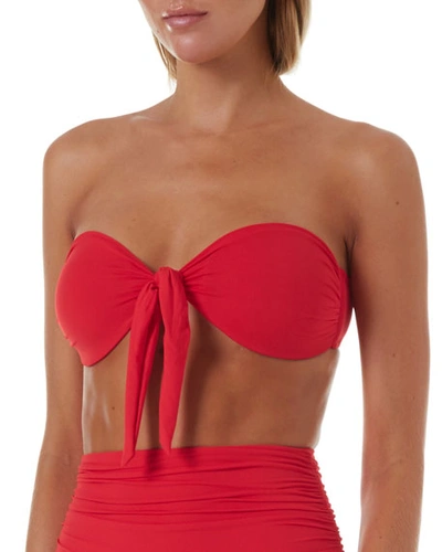 Melissa Odabash Caribe Bandeau Tie-front Bikini Top In Red