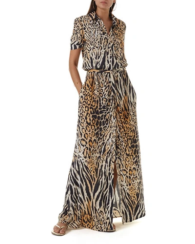 Melissa Odabash Naomi Animal-print Button-down Coverup Dress In Cheetah