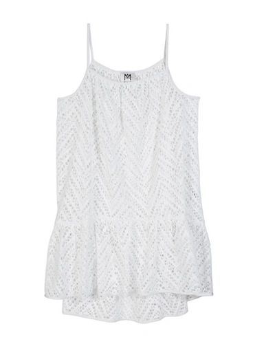 Milly Minis Kids' Chevron Crochet High-low Coverup In White