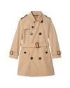 Burberry Kids Beige Mayfair Trench Coat In Beige