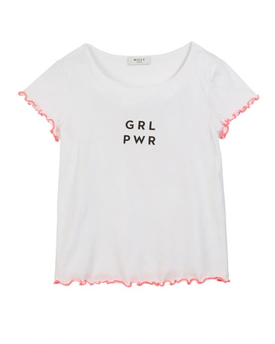 Milly Minis Kids' Grl Pwr Graphic Tee W/ Ruffle Tipping In Multi