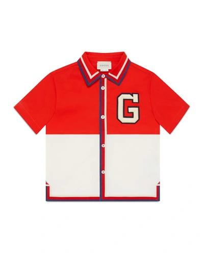 Gucci Kids' Colorblock G-patch Polo Shirt, Size 4-12 In Orange