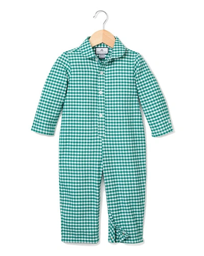 Petite Plume Kids' Gingham Flannel Coverall In Green Gingham