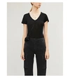 James Perse Casual V Neck Tee With Reverse Binding In Black