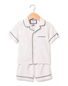 Petite Plume Kid's Classic Pajama Set W/ Contrast Piping In Navy Piping