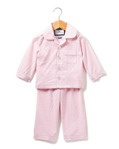 Petite Plume Kid's Stripe Seersucker Pajama Set In Pink Seersucker
