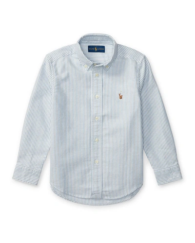 RALPH LAUREN BOY'S COTTON OXFORD STRIPE SPORT SHIRT,PROD223040104