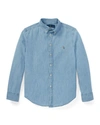 Polo Ralph Lauren Boys' Chambray Button Down Dress Shirt - Big Kid In Light Blue