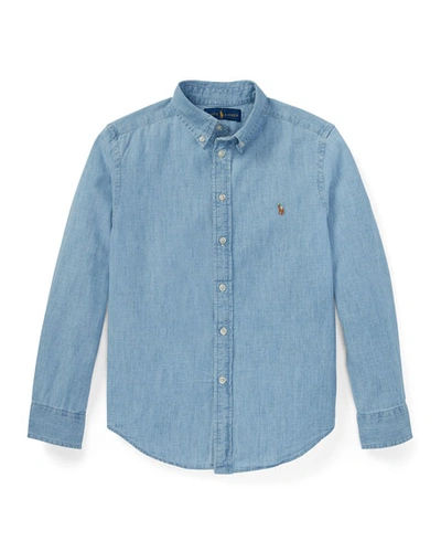 Ralph Lauren Boys' Chambray Button Down Dress Shirt - Big Kid In Light Blue