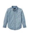 Polo Ralph Lauren Boy's Woven Chambray Shirt In Light Blue