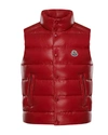 Moncler Quilted Nylon Snap-front Puffer Vest, Size 4-6 In Red