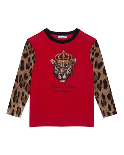 Dolce & Gabbana Kids' Girl's Leopard Queen Graphic Tee