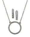 HELENA GIRL'S STERLING SILVER CUBIC ZIRCONIA CIRCLE NECKLACE W/ MATCHING HOOP EARRINGS SET,PROD226120013