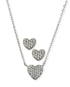 HELENA GIRL'S PAVE HEART NECKLACE W/ MATCHING STUD EARRINGS SET,PROD226120395