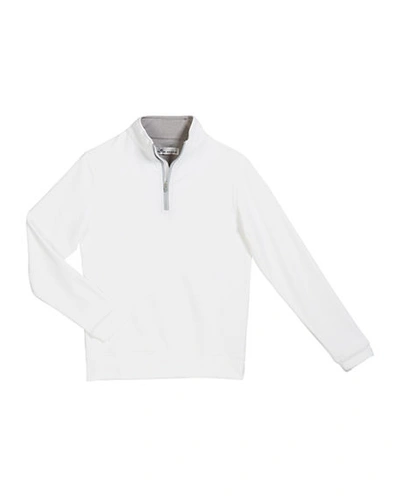 Peter Millar Kids' Stretch Terry Quarter Zip Popover, Youth In White