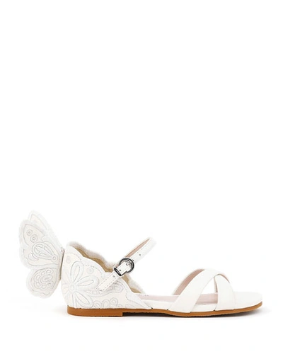 Sophia Webster Babies' Chiara Leather Embroidered Butterfly Wing Sandals, Toddler/kids In White