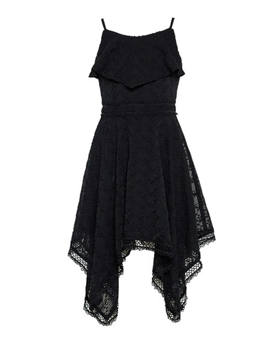 Bardot Junior Kids' Girl's Savanna Lace-trim Handkerchief Dress In Black |  ModeSens