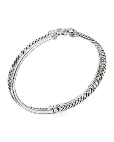 David Yurman Sterling Silver Cable Buckle Two-row Bracelet With Diamonds
