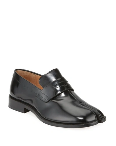 Maison Margiela Tabi Advocate Split-toe Leather Penny Loafers In Black