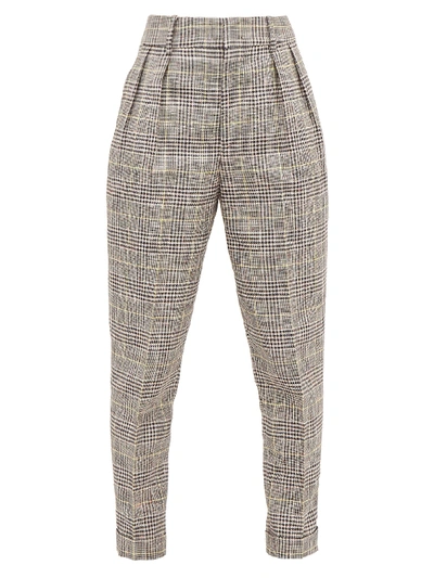Isabel Marant Ceyo Checked High-rise Slim Pants In Yellow