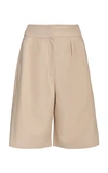 BRUNELLO CUCINELLI FRONT PLEATED NAPPA LEATHER SHORTS,780393