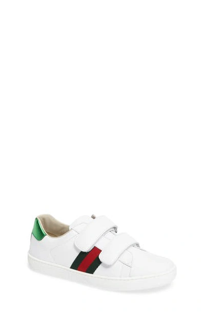 Gucci Kids' New Ace Sneaker In White Leather