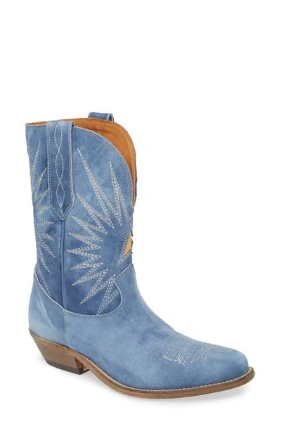 Golden Goose Wish Star Cowboy Boot In Blue